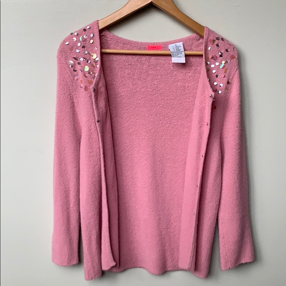 $25/2 LUX. Pink Cardigan with Sequins and Shiny Sparkles - Picture 3 of 10